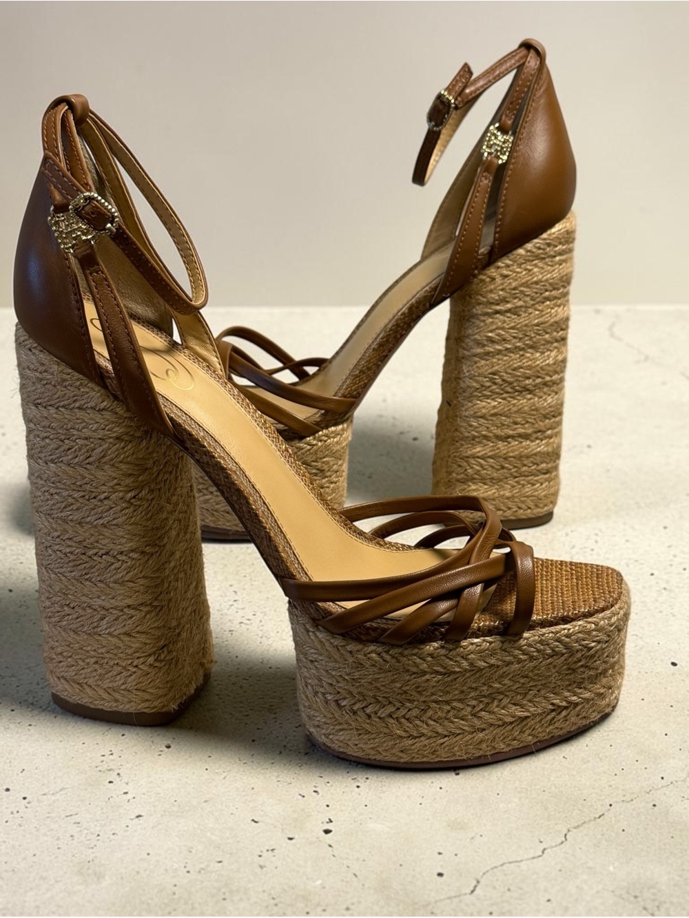 Sam Edelman Woven Platform Heels, brown, size 8.5, NWOT
